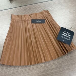 Lulu's Camel A-Line Pleated Skirt